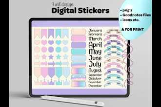 design digital illustrations, digital stickers for digital planners or journals