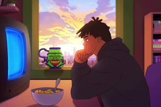 create a lofi loop animation music video for you and and authentic lofi girl loo