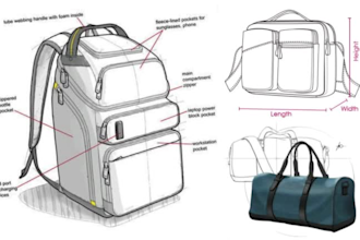 do bag tech pack fashion bag design handbag tech pack luggage bag  flat sketch
