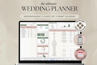 wedding planner google sheet for your etsy shop, wedding spreadsheet