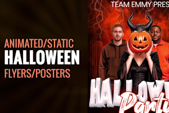 design and animate premium halloween event and party flyer