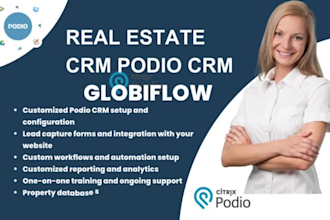 setup a complete real estate CRM on podio crm and automate globiflow roor podio