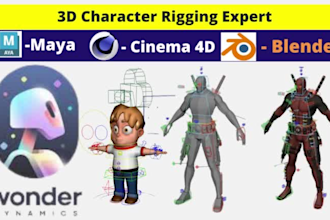 do 3d character rigging in maya, blender, wonder dynamics and auto rig pro
