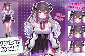 draw a custom high quality live2d vtuber model ready to rig