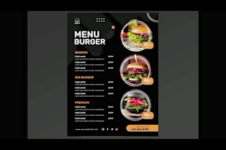 design modern restaurant, food menu design in 12 hours