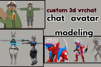 custom 3d modeling  3d vrchat avatar furry model anime vtuber model in unity