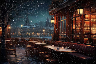 create snowy christmas street video for youtube music channel
