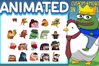 make animated twitch emotes stylized as pepe the frog