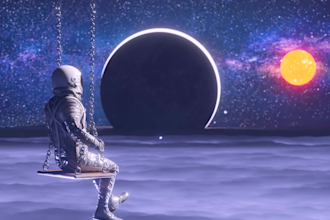 create realistic astronaut 3d artwork scene for your needs