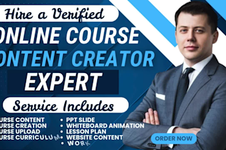 online course content, video course creation,upload to kajabi, wix,thinkific,ppt