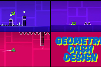 design solo level,texture pack,layout,deco,thumbnail for geometry dash