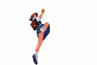 draw 8 bit 16 bit pixel art character design, pixel animation and spritesheet