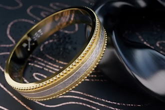 make 3d bangles design, jewelry design, realistic rendering and animation