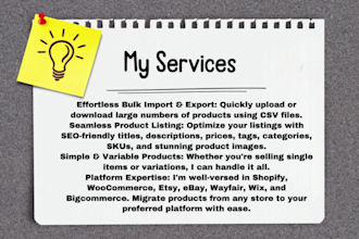 do listing on etsy, amazon, ebay, shopify and wayfair