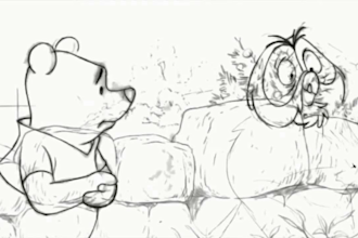 make 2d cartoon animation, line art, minimalist, vector, hand drawn style