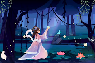 draw anime background, game landscape illustration, lofi concept artwork environ