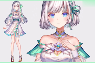 design live2d vtuber model, 2d vtuber model, vtuber rigging, 2d animie