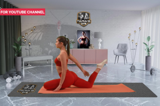 design realistic background for 3d animation health and fitness youtube channel