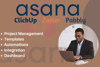 be your asana, clickup expert, zapier, pabbly expert, make automation crm setup