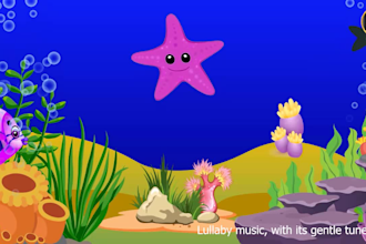 create monetizable animated fish lullaby, baby sleep music with youtube channel