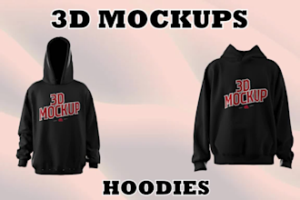 creat 3d t shirt and hoodie mockup animation