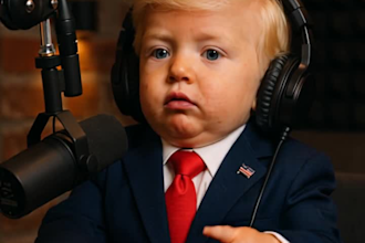 create a baby talking podcast with short videos, 20 seconds