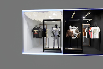 design a 3d exhibition stand, kiosk, and trade show booth