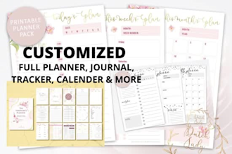 design high quality full planner, tracker, journal printable