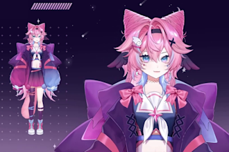 draw and rig 2d vtuber model, 2d vtuber model, live2d vtuber rigging
