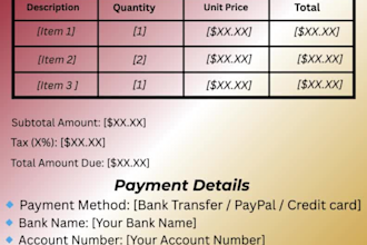 design a professional and sleek invoice template for your business