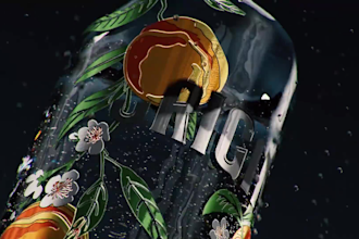 do 3d fluid, product and particle simulation, 3d liquid simulation 3d water vfx