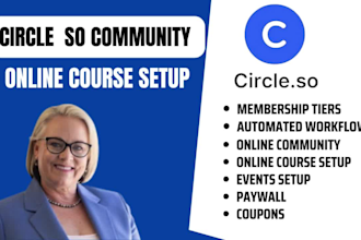 setup community forums, space, events, online course and paywall on circle so