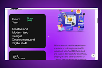 develop an attractive 3d wordpress website with smooth interactions