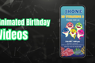 do any animated birthday invites, baby showers, gander reveal