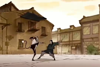 design 2d japanese anime style, 2d character animation, 2d anime fighting scene