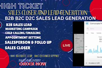 do sales closer online sales b2b sales lead high ticket sales representative