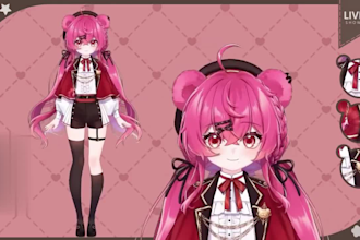 draw live 2d vtuber model, 2d vtuber model, 2d vtuber avarter, live 2d, rigging