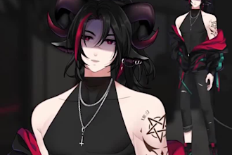 draw and rig live2d vtuber model, vtuber commission, 2d vtuber avatar, vtuber