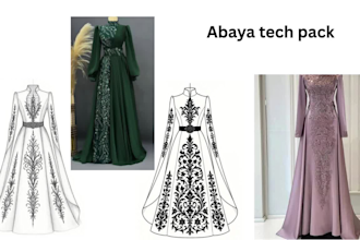 design modest wear tech pack abaya tech pack design islamic clothing tech pack