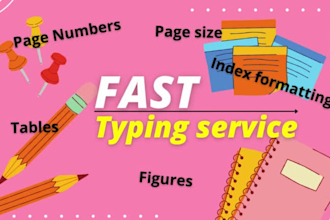 do typing document, figure, table, page number and converting format of document