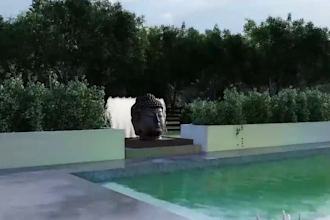 3d landscape backyard front yard swimming pool garden patio game level design