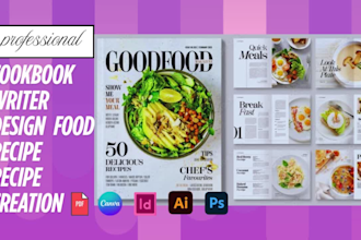 write, format, design food recipe, cookbook writer, recipe creation, indesign