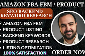 create optimized amazon fba fbm product listings, SEO backend keyword research