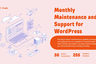 provide monthly maintenance support for wordpress website
