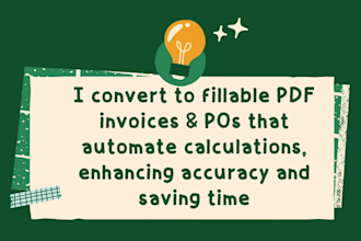 convert to fillable PDF invoice or purchase order with auto calculation