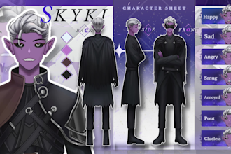 design custom anime character sheet for you