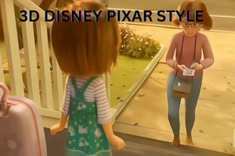 do disney animation disney cartoon 3d disney pixar style marketing video ai art