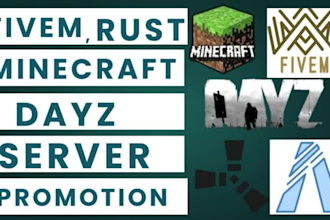 promote minecraft fivem server, dayz, rust, discord mass dm