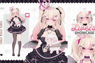 draw and rig 2d vtuber model, live2d vtuber character, vtuber design, anime