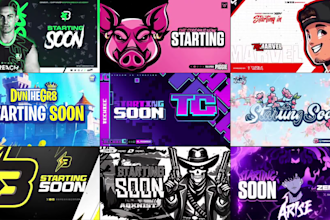 design animated twitch overlay, twitch logo, stream package